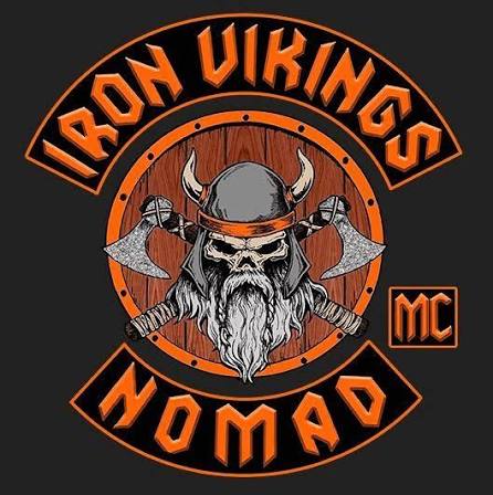 Iron Vikings Nomad MC skull and crossed axes emblem